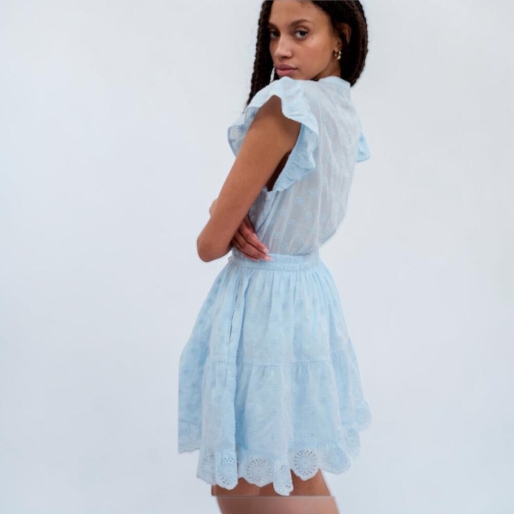 NWT Gap sundress light blue flutter sleeve lace mini dress medium